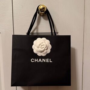 Chanel Black Tote with White Camellia